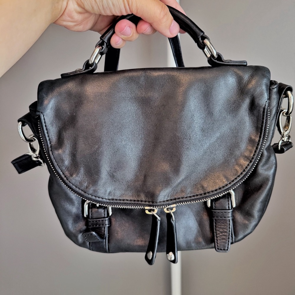 DANIER Genuine Leather Ladies Hand bag Crossbody Bag Shoulder bag in Black.